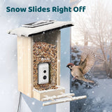 Birdfy Ebony Smart Wooden Bird Feeder with 1080p Camera, Solar Panel & 2.8L Capacity