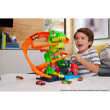 Hot Wheels City T-Rex Blaze Battle Playset – Dinosaur Nemesis & Fire Station Track