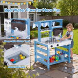 33.5" Double-Sided Wooden Outdoor Mud Kitchen – Water-Tank Faucet, Removable Sink & 8 Cooking Accessories