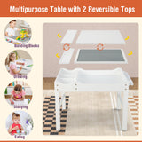 Costway Kids’ Multi-Activity Play Table – Reversible Block Surface, Study Desk, Storage & Paper Roll