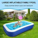 BN-LINK Inflatable Family Swimming Pool, 118" x 68" x 22" Oversized Backyard Pool