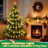 Christmas Deer & Snowflake Fairy String Lights, 24.6 ft 50 LED Battery-Operated Warm White Decorative Lights