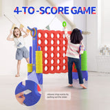 3-in-1 Giant 4-in-a-Row Game with Basketball Hoop, Ring Toss and Carrying Bag, Red and Blue