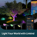 Linkind Smart Solar Spot Lights Outdoor – 4 Pack RGB Smart Solar Landscape Spotlights
