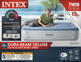 Intex 15" Twin Essential Rest Dura-Beam Air Mattress with Built-In Electric Pump