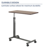 Over the Bed Side Table Wheels Hospital Overbed Rolling Tray Adjustable Bedside!