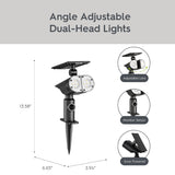 Better Homes & Gardens 600 lm Solar Dual-Head LED Spotlight – Motion Sensor, RGB Lighting & Adjustable Heads