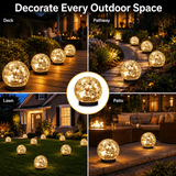 4-Pack 5" Solar Cracked Glass Globe Lights – 30 LEDs, IP65 Outdoor Garden Lighting, Yellow or Purple