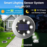 12-Pack Solar Ground Lights, 8-LED Waterproof Disk Lights, Cool White
