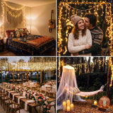 Outdoor LED Icicle String Lights – 32.8 ft, 400 LED Curtain Lights