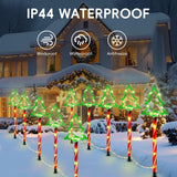 10-Pack Solar Christmas Tree Pathway Lights, Garden Stake Lights with Red and Green LEDs