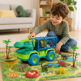 Lucky Doug Dinosaur Transport Truck Toy Set with 26 Figures & Play Mat
