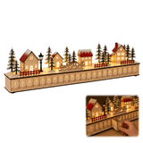 Light-Up Wooden Christmas Village Advent Calendar with 24 Fillable Drawers and Warm LED Lights