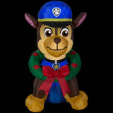 3.2 ft. Pre-Lit PAW Patrol Chase with Christmas Wreath Airblown Inflatable