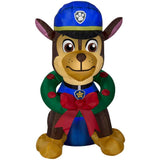 3.2 ft. Pre-Lit PAW Patrol Chase with Christmas Wreath Airblown Inflatable