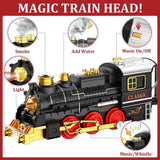 16-Piece Battery-Operated Christmas Train Set with Smoke, Lights, Sounds and 61" Oval Track