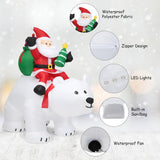 Costway 6 ft. Pre-Lit Santa Riding Polar Bear Inflatable with Shaking Head