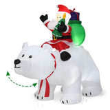Costway 6 ft. Pre-Lit Santa Riding Polar Bear Inflatable with Shaking Head