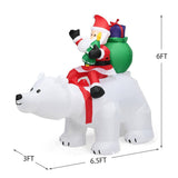 Costway 6 ft. Pre-Lit Santa Riding Polar Bear Inflatable with Shaking Head