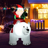 Costway 6 ft. Pre-Lit Santa Riding Polar Bear Inflatable with Shaking Head