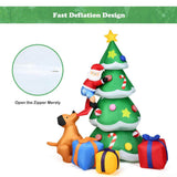 7 ft. Pre-Lit Christmas Tree Inflatable with Santa, Puppy and 3 Gift Boxes