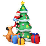 7 ft. Pre-Lit Christmas Tree Inflatable with Santa, Puppy and 3 Gift Boxes