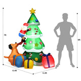 7 ft. Pre-Lit Christmas Tree Inflatable with Santa, Puppy and 3 Gift Boxes