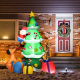 7 ft. Pre-Lit Christmas Tree Inflatable with Santa, Puppy and 3 Gift Boxes