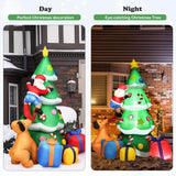 7 ft. Pre-Lit Christmas Tree Inflatable with Santa, Puppy and 3 Gift Boxes