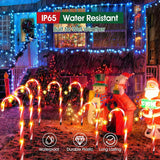 12-Pack Solar Christmas Candy Cane Pathway Lights, Outdoor Stake Lights with Star Decorations