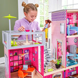 KidKraft Uptown Modern Wooden Dollhouse – 3 Floors, Pool, Elevator, Lights, Sounds & 36 Accessories