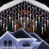 11.5 ft Christmas Icicle String Lights with 96 LEDs, 16 Drops and 8 Lighting Modes