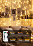 9.8 ft. × 9.8 ft. Warm White LED Curtain Lights – 300 LEDs, USB Power & Remote