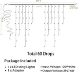 360 LED Christmas Icicle Lights – 29.5 ft Outdoor Curtain String Lights