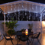 11.5 ft Christmas Icicle String Lights with 96 LEDs, 16 Drops and 8 Lighting Modes