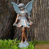 10" Dancing Fairy Garden Statue, Hand-Painted Bronze-Look Resin Outdoor Fairy Sculpture
