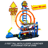 Hot Wheels Mega Loop Garage Playset with Car and Helicopter