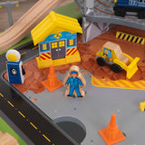 50-Piece KidKraft Rocky Mountain Wooden Train Set & Table – Mountain Tunnels, Rescue Town & Storage