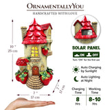 Solar Strawberry Fairy Cottage Garden Statue, 10" Hand-Painted Resin Fairy House