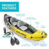 Intex Explorer K2 2-Person Inflatable Kayak Set with Aluminum Oars, Air Pump & Carry Bag