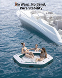 EuKer Hexagon Inflatable Floating Dock, 8 ft x 8.5 ft Floating Platform with Mesh Swim Area