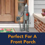 30.5" Tin Woodsman Metal Garden Statue, Iron Outdoor Sculpture with Red Heart