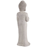 32" Standing Buddha Garden Statue, Gray Faux Stone Resin Zen Sculpture