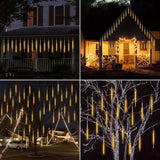 10-Tube 360 LED Meteor Shower Icicle String Lights, 14.44 ft Connectable Outdoor Falling Rain Lights