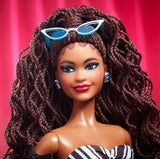 Barbie Signature 65th Anniversary Collectible Doll, Blonde Black & Stand COA