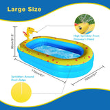 Inflatable Dinosaur Kiddie Pool with Sprinkler, 67" x 41" x 32" Kids Splash Pool & Water Play Center