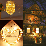 2-Pack 72FT Solar Christmas Fairy Lights, 200 LED Outdoor Copper Wire String Lights
