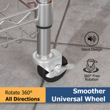 3-Tier Rolling Wire Storage Rack – Adjustable Metal Shelving Cart with Wheels, 29.9" × 13" × 36.6"