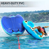 SereneLife 2-Person Inflatable Towable Booster Tube for Boating, Dual Cockpit Seats