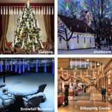 10-Tube 360 LED Meteor Shower Icicle String Lights, 14.44 ft Connectable Outdoor Falling Rain Lights